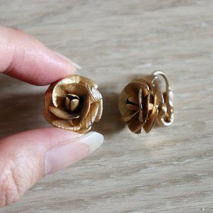 Vintage rose clip-on earrings